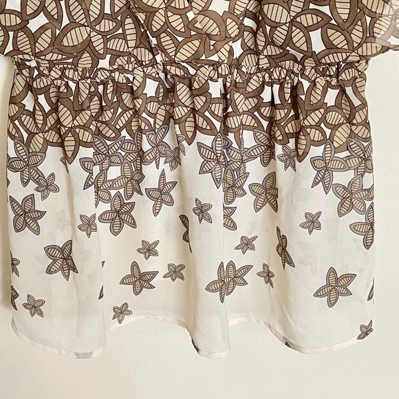 Vintage Fossil Falling Leaves Brown / Cream Flowy Mini Dress Top Women’s Small - Picture 5 of 9